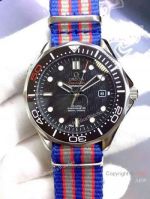 Copy Omega Seamaster 007 watch SS Red&Blue Nato Band_th.jpg